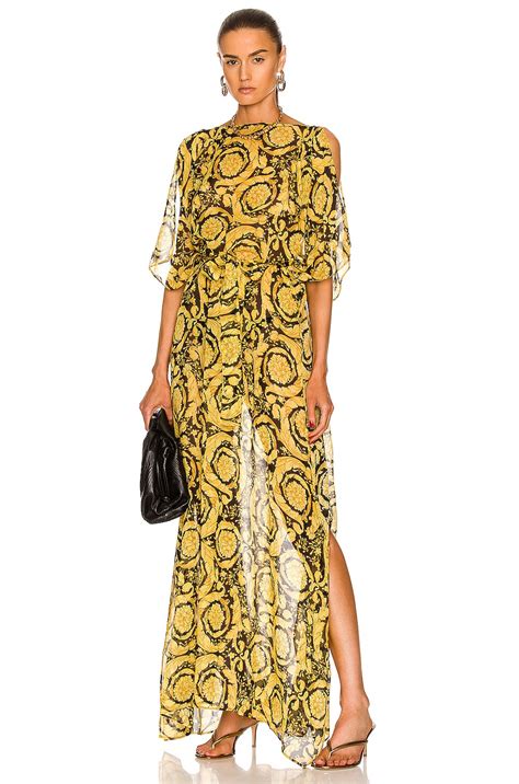 versace collection gown 1008 nero|VERSACE Barocco Long Dress in Nero & Oro .